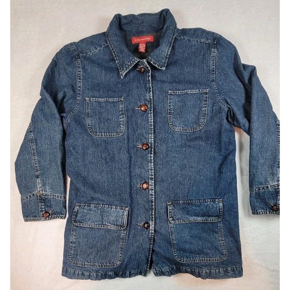 Vintage Gloria Vanderbilt Denim Barn Coat Outdoor‎ Field Jacket Women Medium